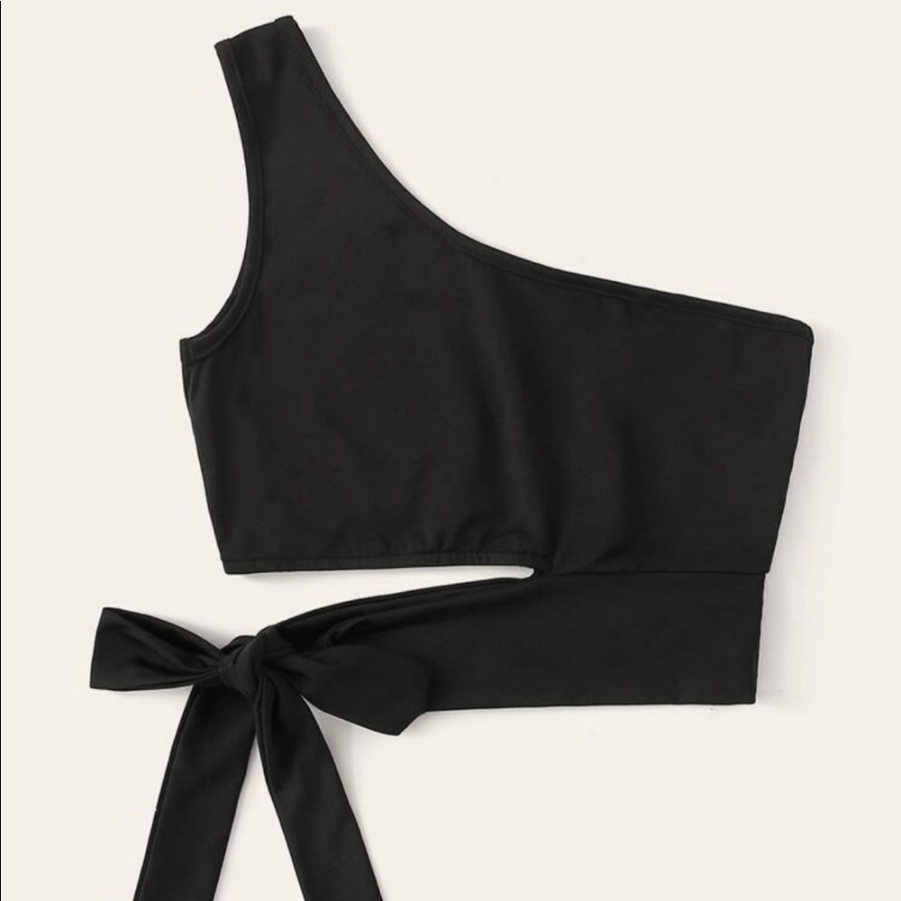 Shein One Shoulder Cutout Tie Crop Top